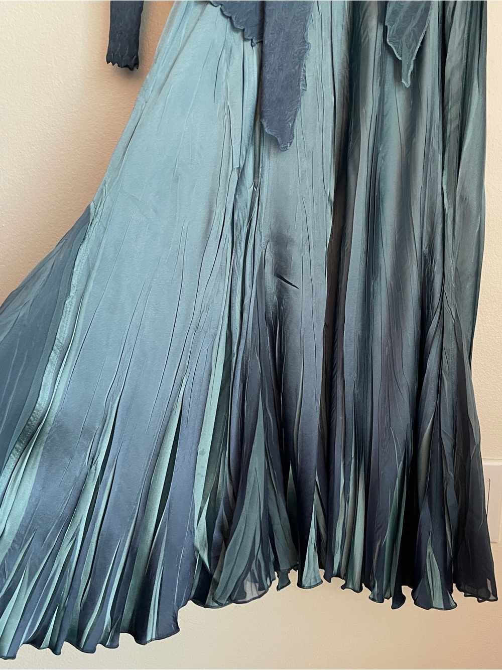Komarov Teal Blue Pleated Maxi Dress Cardigan Set Mermaid Fairy Wedding Guest - Picture 14 of 16